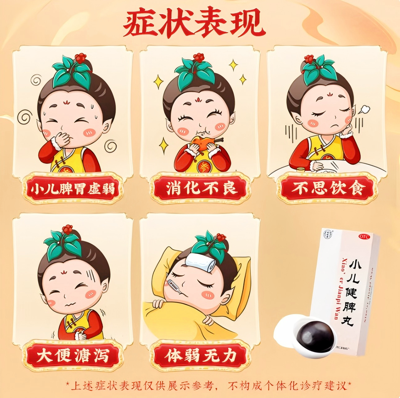 小儿健脾丸 Children's Jianpi Pills 消化不良 脾胃虚弱 不思饮食 体弱无力